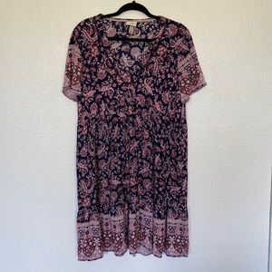 Knox Rose | Boho Size Large Dress Bohemian Pink and Navy